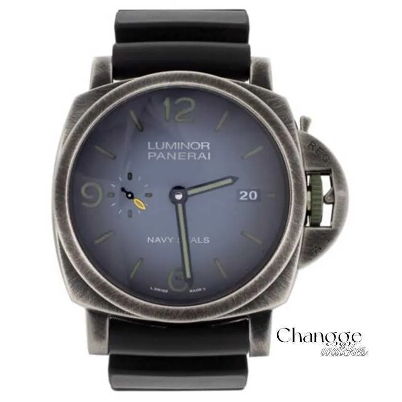 Top Brand Mens Watch Multi-Function Chronograph Montre Clocks Pererei Lumiinor Mariina Navy Seals en acier inoxydable 44 mm Pam01412