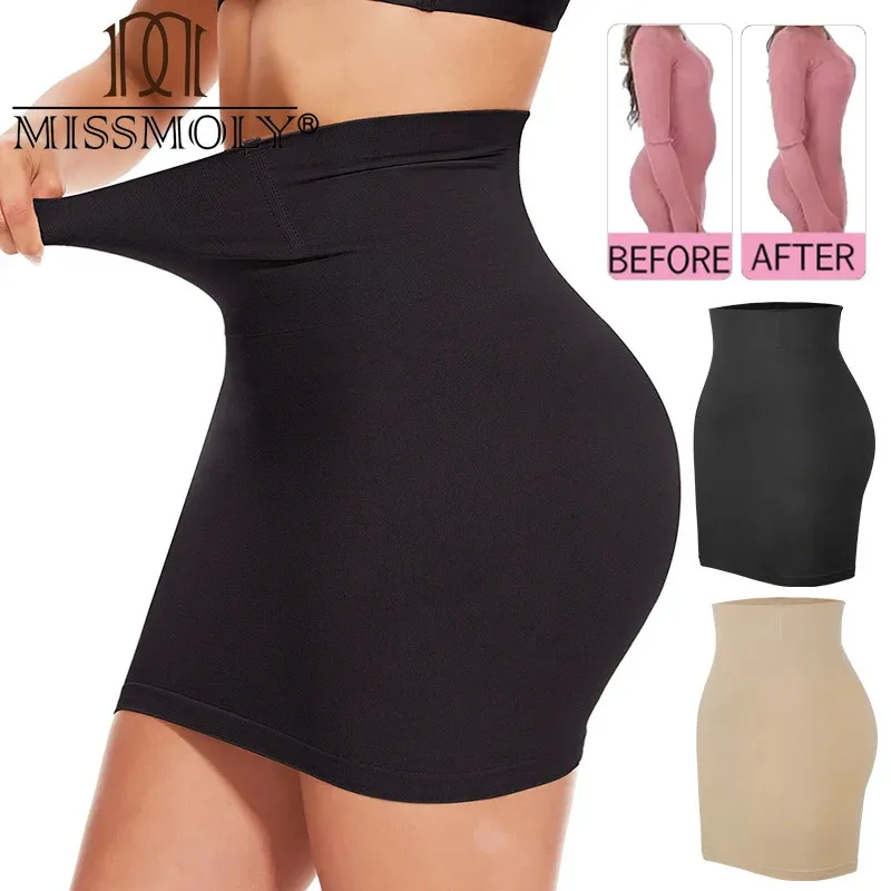 Meio slip shapewear para mulheres sob vestidos calcinha embutida de cintura alta barra