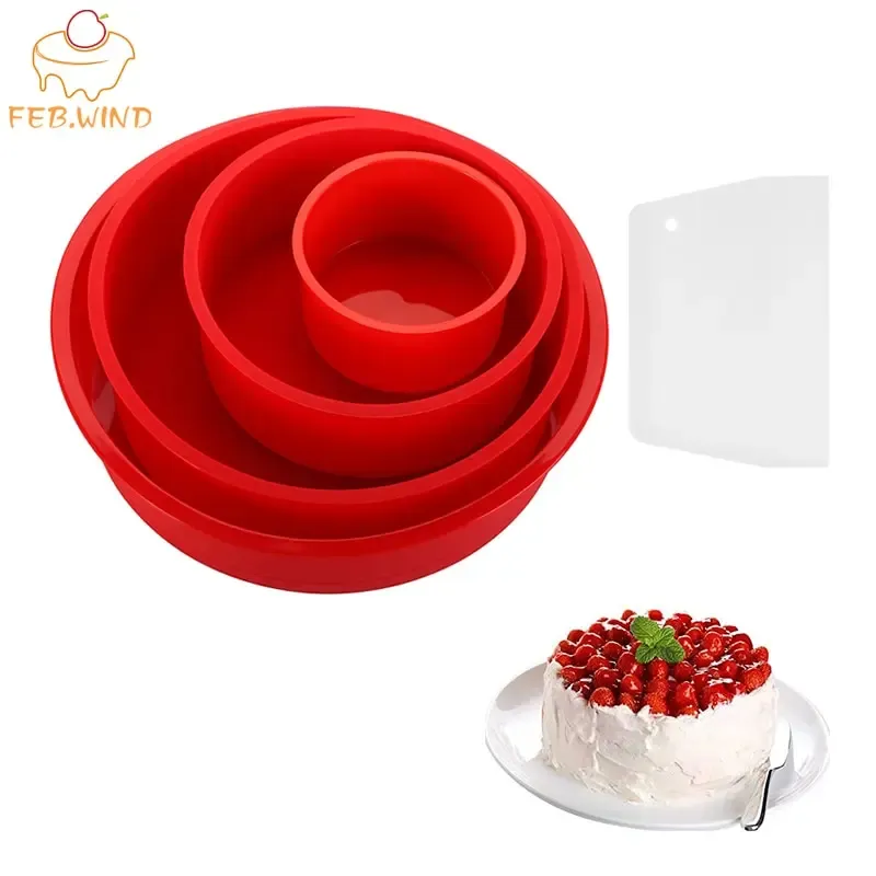 Moulds 4 6 8 10 Inch Silicone Round Cake Pan 2 3 4 Tier Silicone Cake Mold Heat Resistance Circle Baking Pan