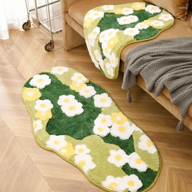Teppiche Moos Teppich Spleißen Schlafzimmer Nachtte Decke Spezialförmige Kinderzimmer Plüsch dreidimensional DIY Living Floor Matte