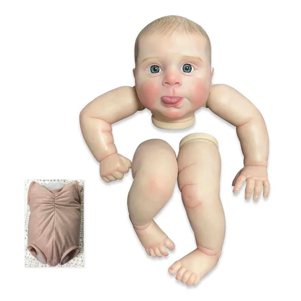 Dolls NPK 19inch voltooide herboren sebby poppengrootte reeds geschilderde kits zeer levensechte baby met stoffen lichaam vele details aders aderen