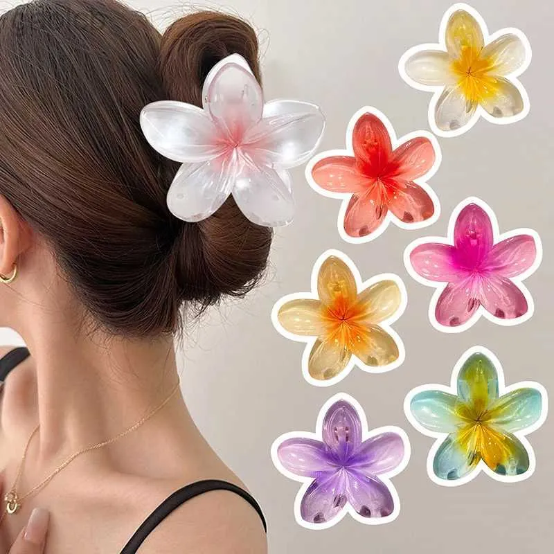 Clips de cheveux Barrettes Summer Hawaii Beach Plumeria Fleur Clip de cheveux pour femmes ACCESSOIRES DE CHELON COREAN COUPE CHEILPINES CHILPINS CASHAPCLIP CRABS 240426