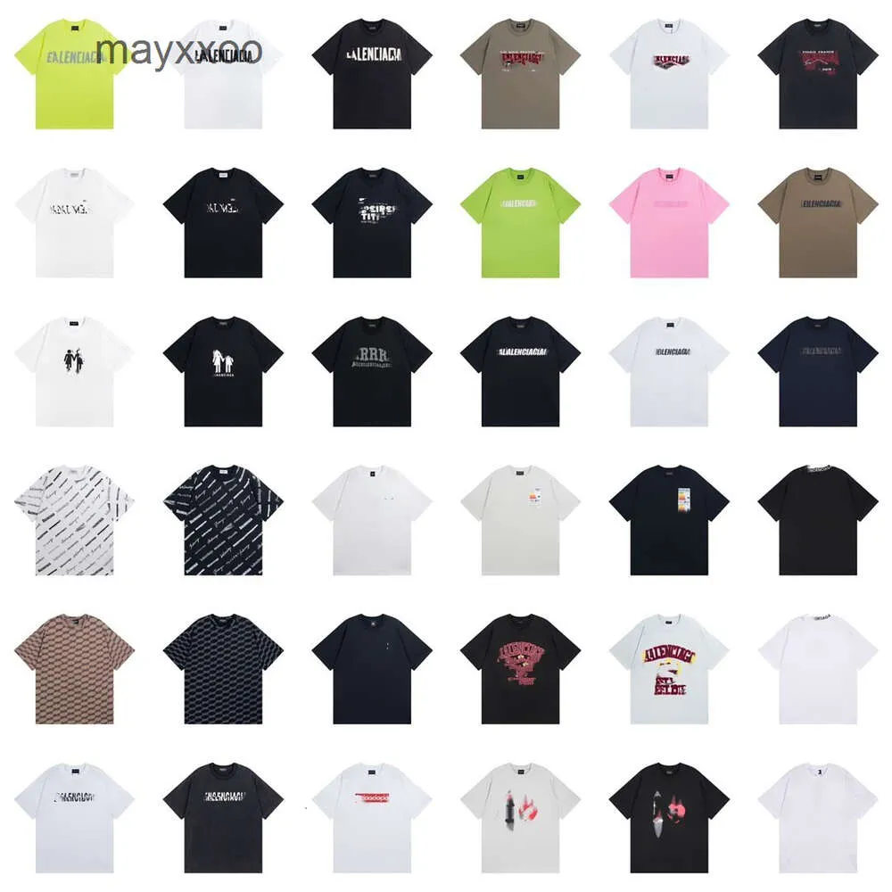 Tasarımcı T-Shirts Balencgs Hoodies Erkekler Sweatshirts B Yüksek Baskı Moda Markası Paris Yeni Arka Mektup Nakış UNISEX Yuvarlak Boyun Pamuk Kısa Kol T-Shirt C5G9