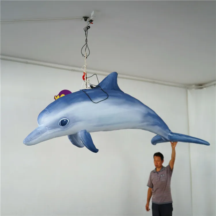 Groothandel 3 meter opblaasbare dolfijnblaasjes walvis met ventilator en geleid voor het plafond van het nachtclub of aquariumdecoratie