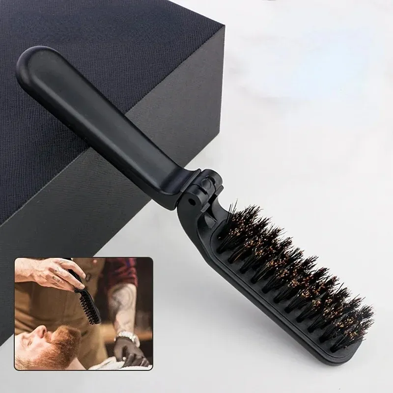 New Boar Bristle Hair pente pente de sândalo natural para barba Bolsa de pente de pente de pente escova de barba para homens