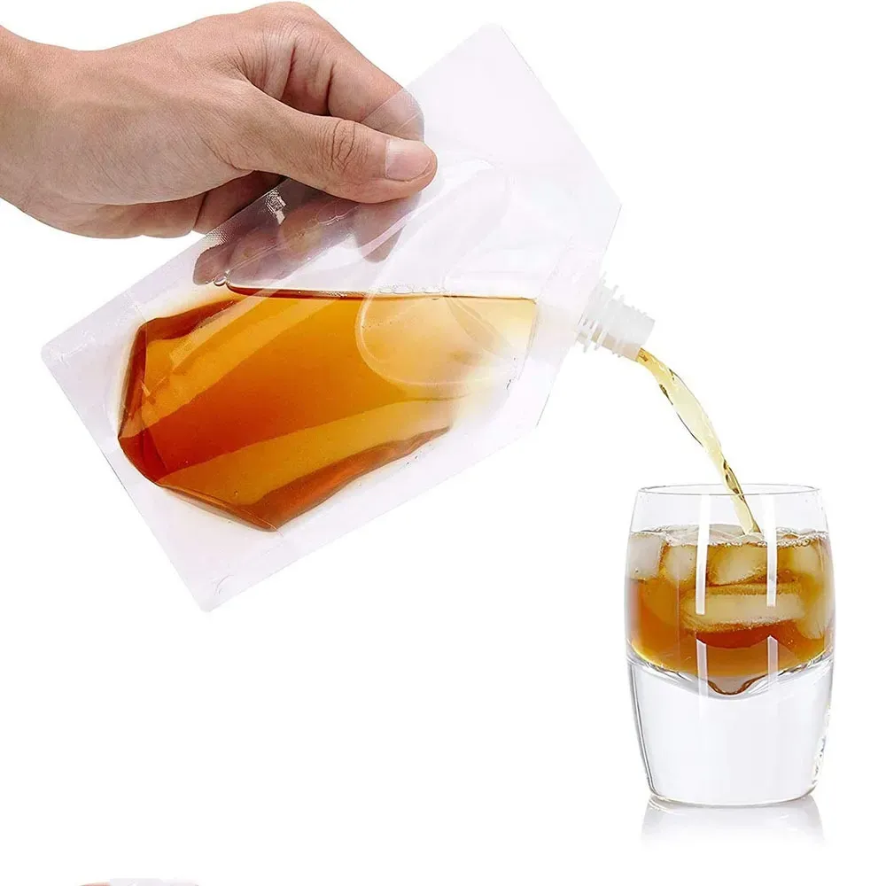 Disposable Plastic Drinking Beverage Bags 200ml 250ml 350ml 380ml 500ml 1000ml Spout Liquid Stand Up Nozzle Pouch For Soya Milk Tea Coffee Juice Water Cold Drink Pack