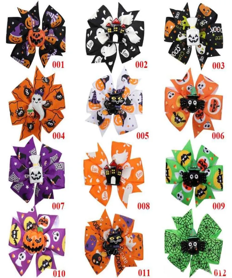 3Quotpumpkin Ribbon Imprimé Hoiffes Girls Halloween Dance Party Clip Clip Kids Hairgirps Barrets Hair Accessories9456066