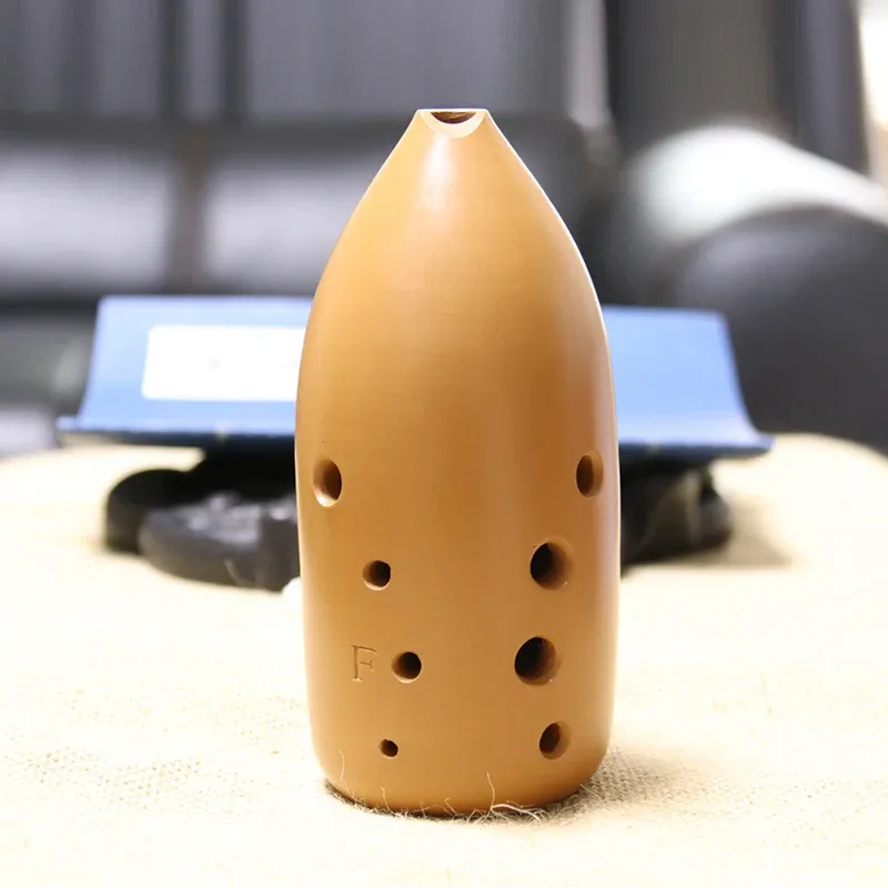 Instrument 10 hål gula keramik xun kinesisk forntida ocarina e f g a b ton