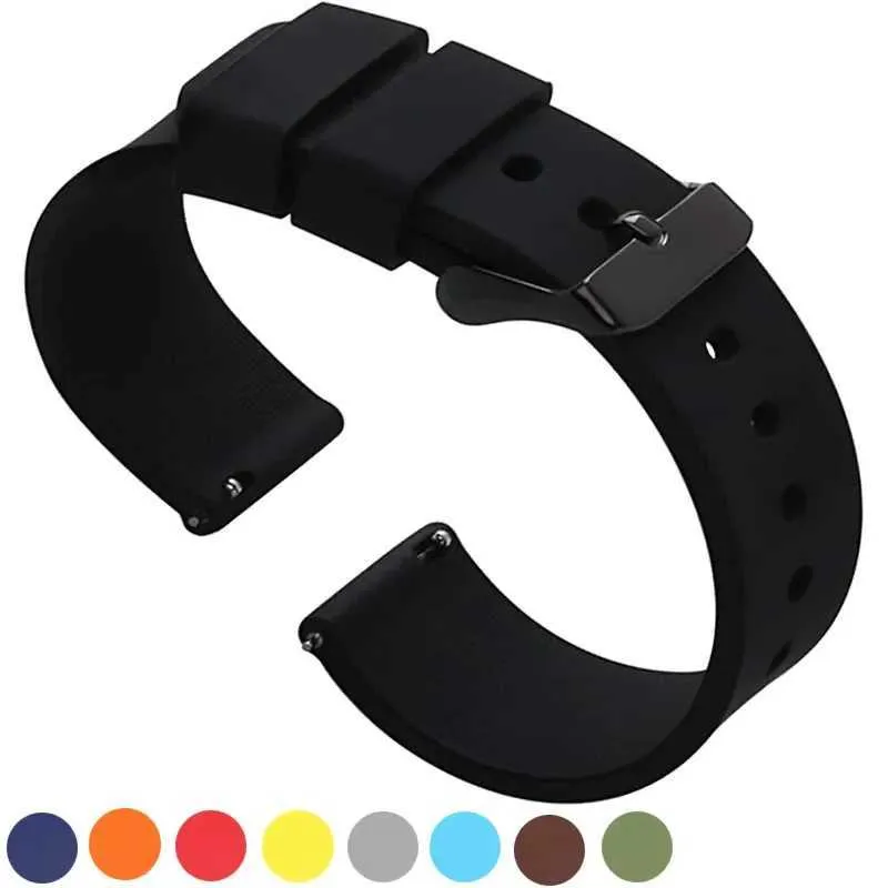 Watch Bands Silicone strap 14/16/18/19/20/22/24mm soft quick release rubber strap intelligent strap 20mm strap 240424