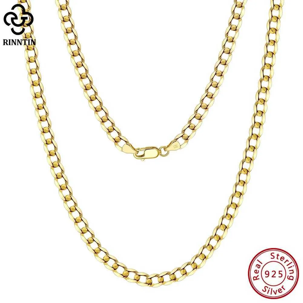 Strands Rintin 18K gold 925 sterling silver 3mm/5mm Italian diamond cut Cuban Link Curb chain necklace suitable for women and mens jewelry SC60 240424