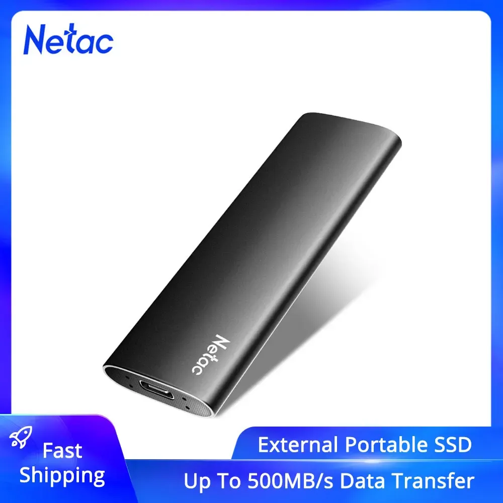 Enheter Netac Extern SSD 500 GB 250 GB PORTABLE SSD 1TB 2TB SSD Extern hårddisk USB 3.2 Typ C Extern Solid State Drive för bärbar dator