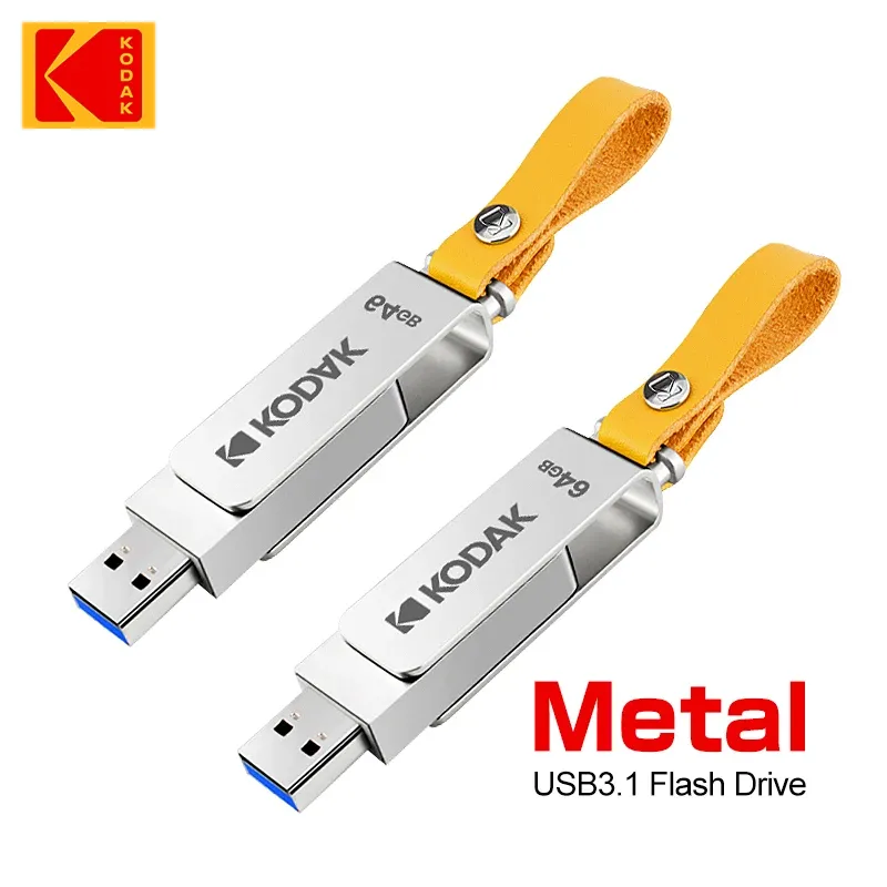 Drives Kodak USB 3.1 Flash Drive 128 GB Metal High Speed ​​Memory Stick 360 ° Rotation Pen Drive 128 GB USB Disk Rotation CLE USB 3.1