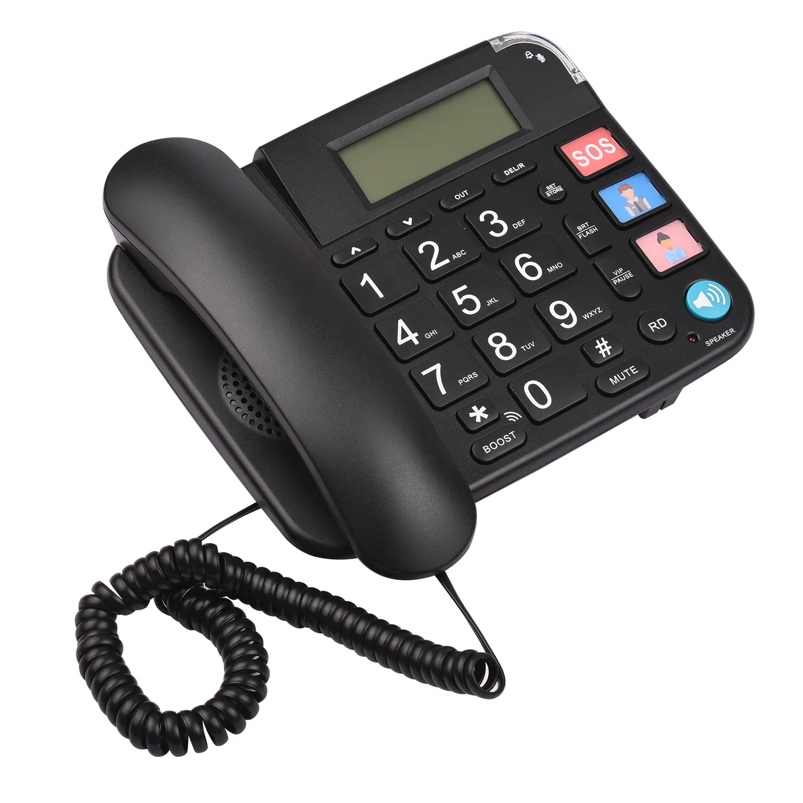 Accessories Black Corded Phone with Big Button Desk Landline Phone Telephone Support HandsFree/Redial/Flash/Speed Dial/Ring Volume Control