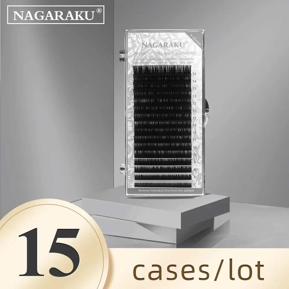 Eyelashes NAGARAKU 15 cases 7~15mm mix natural eyelash extensions Faux mink individual False lashes makeup cilia professional