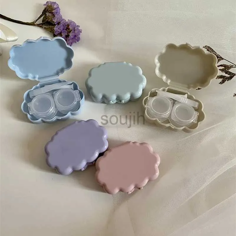 Contact Lens Accessoires Simple Color Contact Lens Case mode draagbare make -up contactlens verzorging doos dubbele doos met begeleidende doos opbergdoos d240426