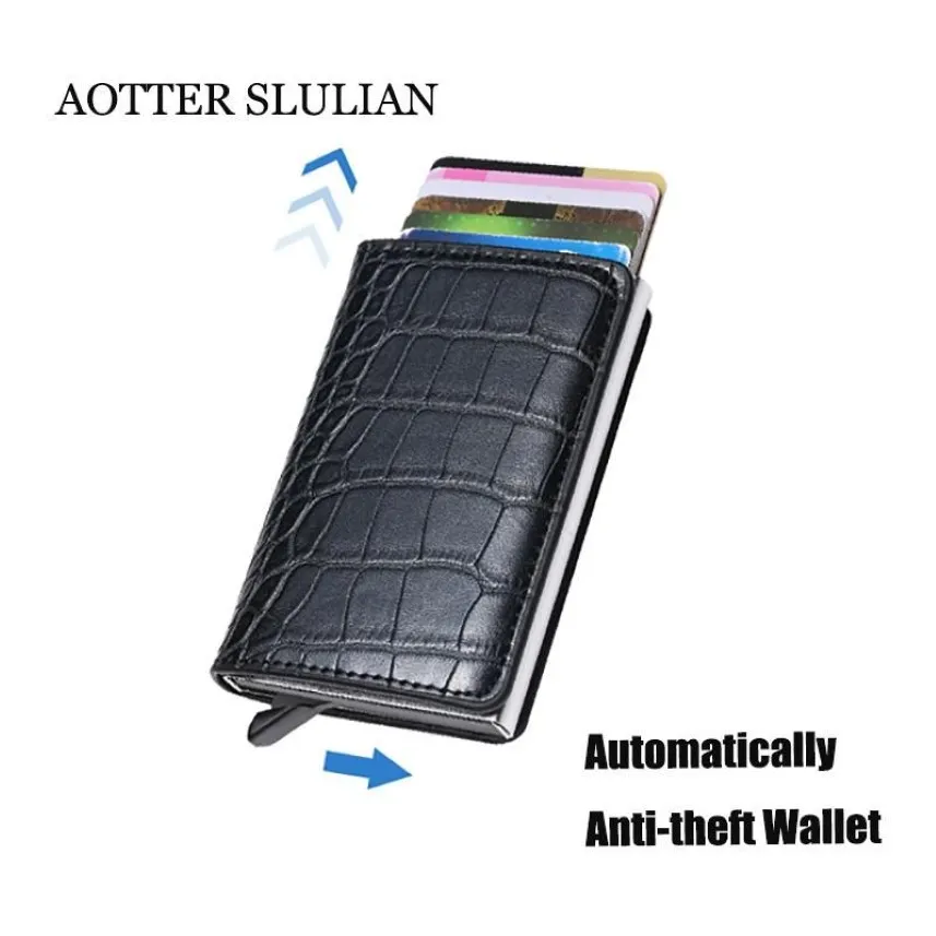 Wallets Rfid Smart Anti-theft Unisex Holders Business ID Card Case Fashion Soft Leather Automatically Pops Up Purses273s