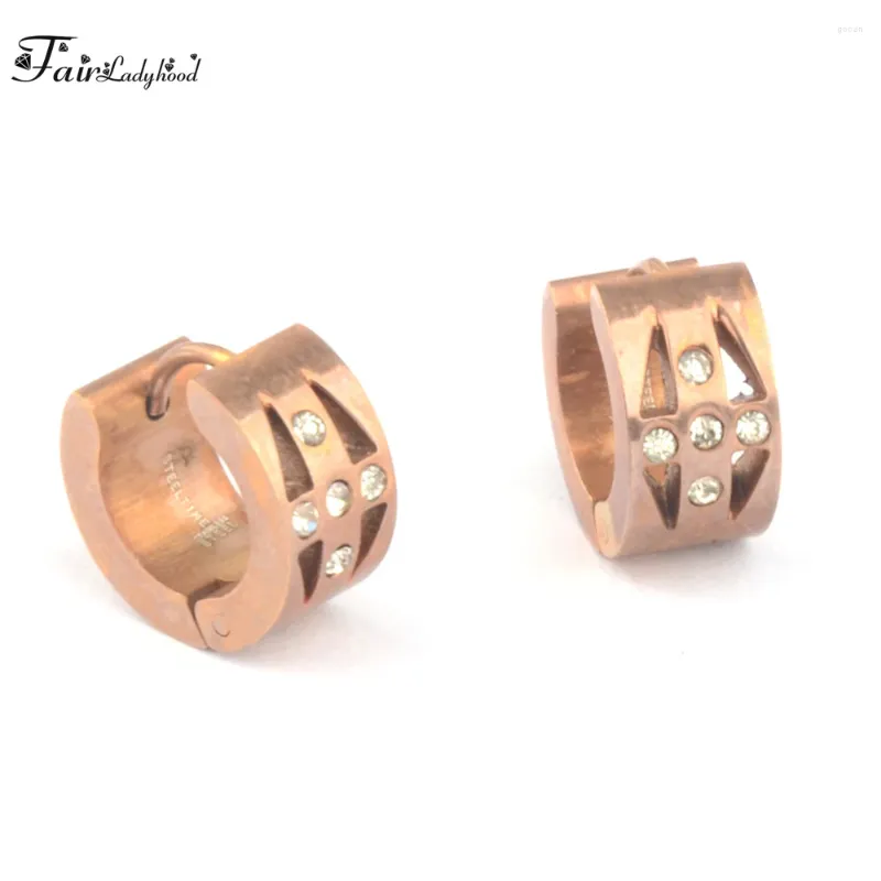 Brincos de argolas huggie com ouro rosa com zircão cz aros de orelha fina brinco de cartilagem para mulheres redondo jóias de piercing mínimo