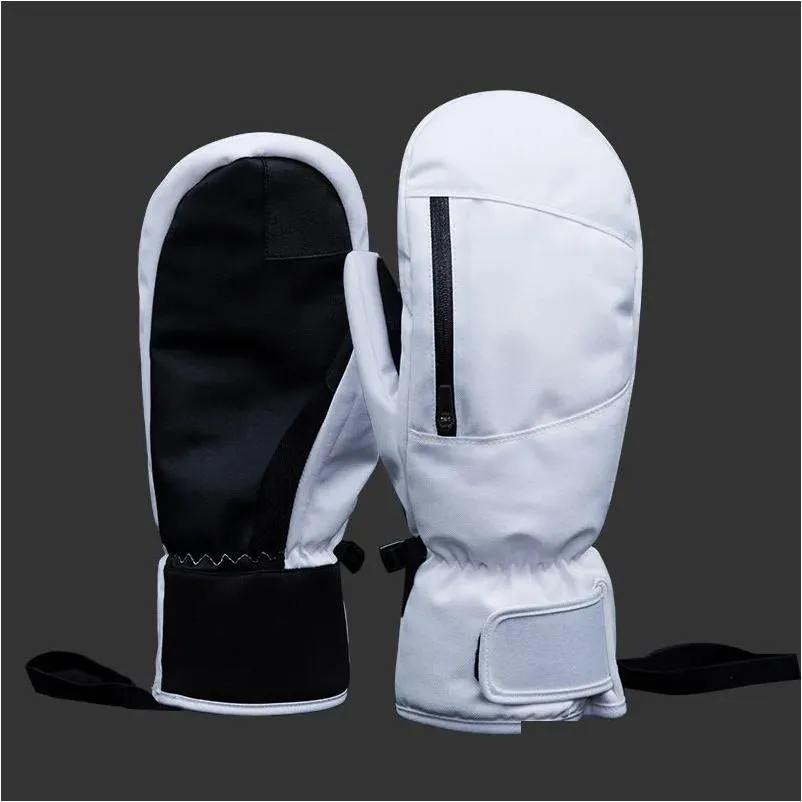 Gants de ski hommes femmes ski de ski d'hiver peuvent toucher le sn étanche thermique épaisse neige neige mittens noir blanc gris gris de otauk