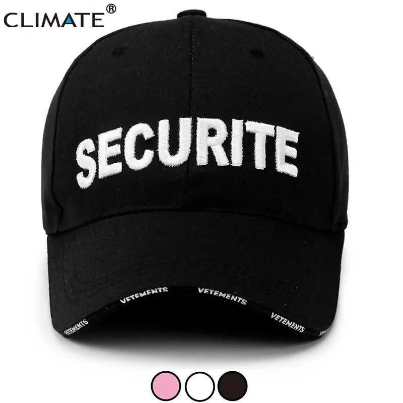 Ball Caps Climate Securite Baseball Cap Men Black Baseball Cap Dad Caps Hoed Uniform Verstelbare Cool Caps Hat voor volwassen mannen Securite J240425