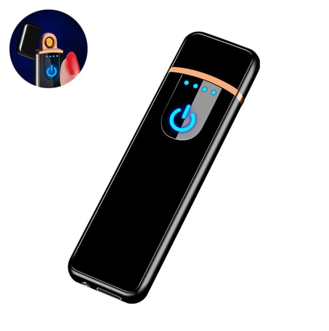 USBライター充電電気タッチ敏感なダブルサイド風力発電ライター充電式無煙ライターギフトメン4597933