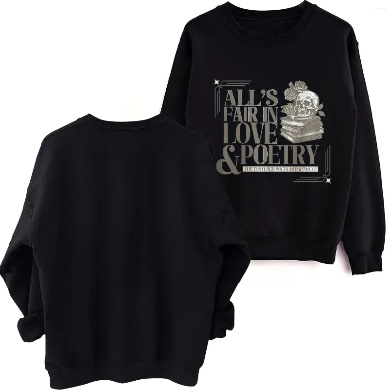 Feadies's Hoodies All's Fair in Love and PoetryPD Spaccata Harajuku Round Neck Long Sleeve Oversize Fans Regalo