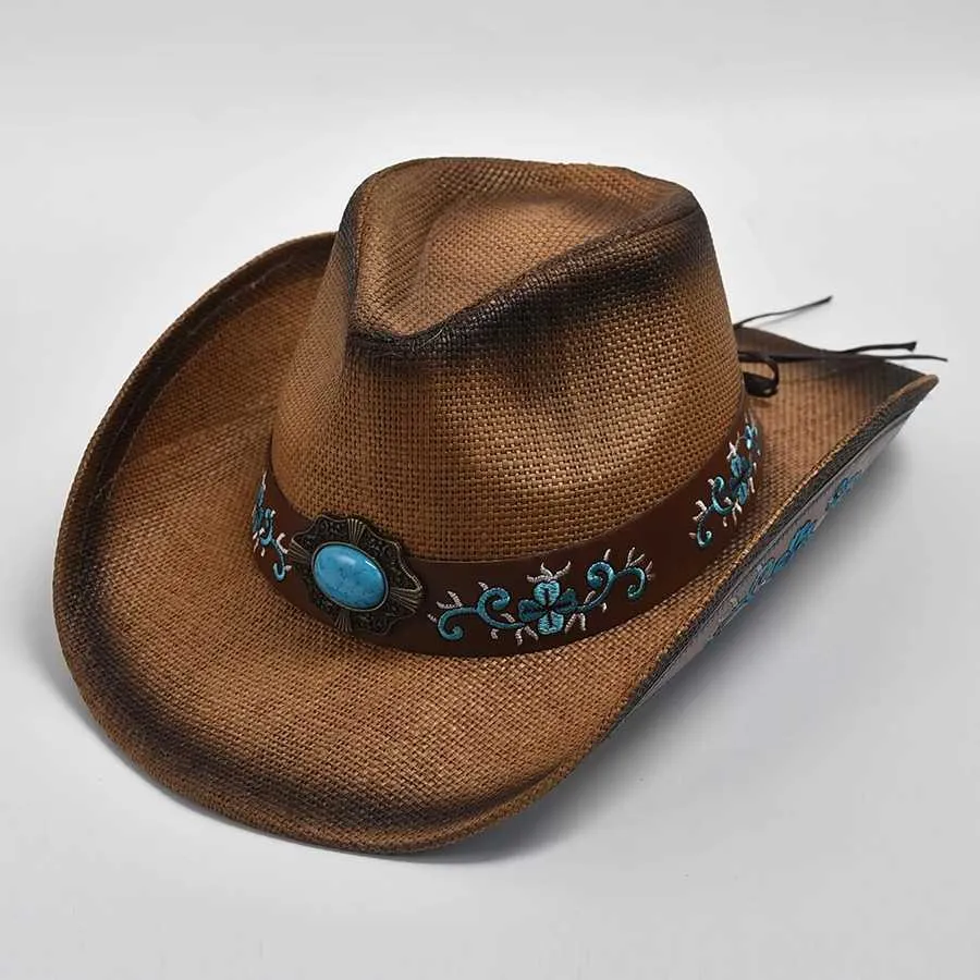 Szerokie brzegowe czapki wiadra czapki w stylu zachodni kowbojowy kapelusz letni plaża plażowa słoneczna kapelusz męski dżenk dżentelmen lady cowgirl jazzowy kapelusz y240425