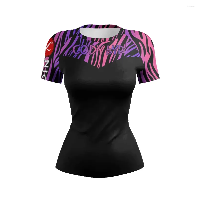 Damen T -Shirts Cody Lundin BJJ Frauen Kurzarm Rashguard - Kompressionshemd -Hautausschlag Guard für Fitnessstudio Sport Jiu Jitsu