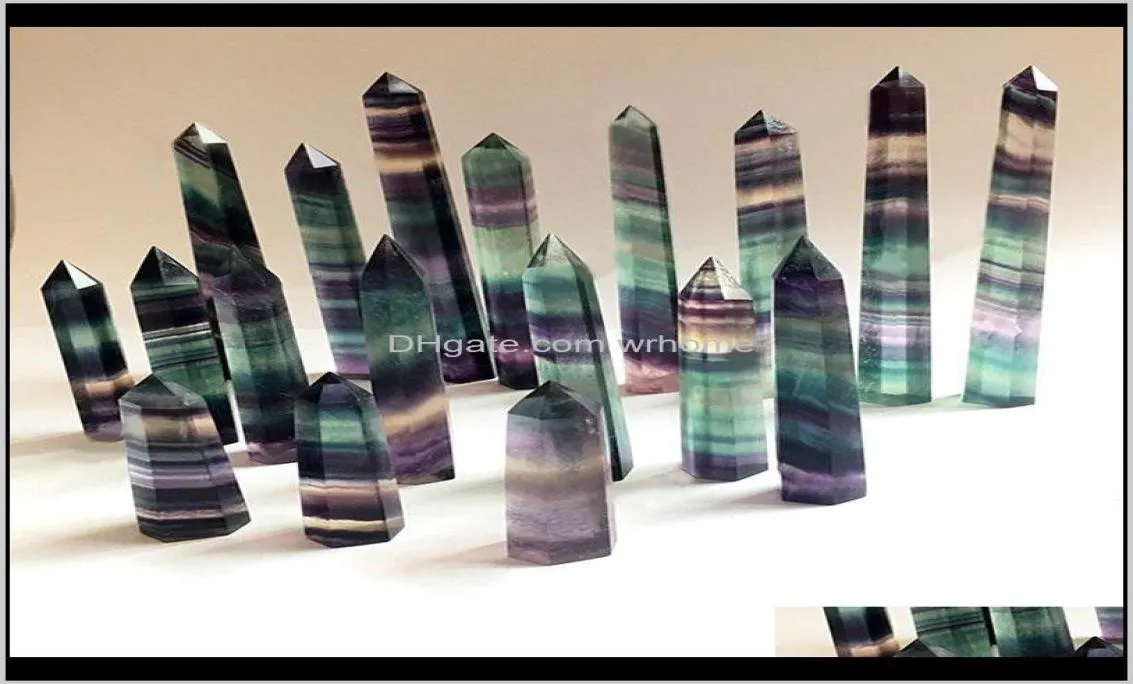 Arts et arts artisanat cadeaux maison Gardennatural Colorful Tower Quartz Point Fluorite Obelisk Wand Guérison Crystal 15 Tailles Drop D4869746