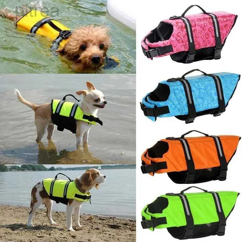 Hundkläder Summer Dog Life Vest Jacket Reflekterande husdjurskläder Valp Badkläder Dog Life Jacket Safety Swimming Dog Supplies D240426