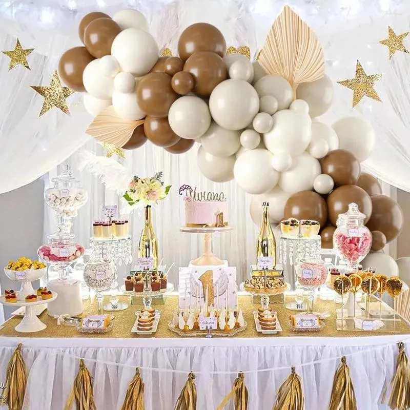 Party Decoration 90Pcs Khaki Brown Sand White Latex Nude Balloon Garland Arch Kit For Girls Birthday Wedding Baby Shower