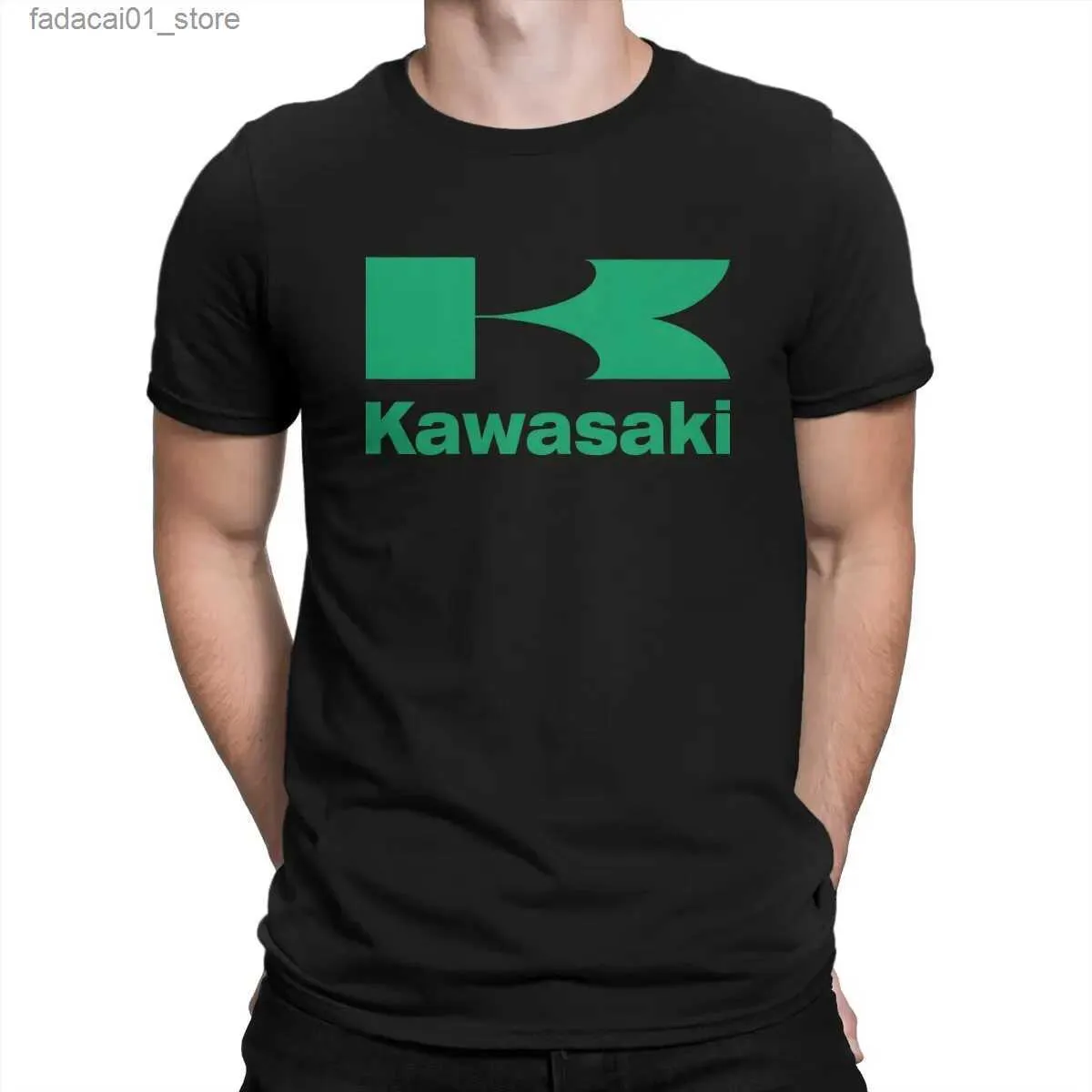 Men's T-Shirts Kawasaki mens green T-shirt cotton vintage round neck K-Kawwasaki short sleeved classic clothingQ240426