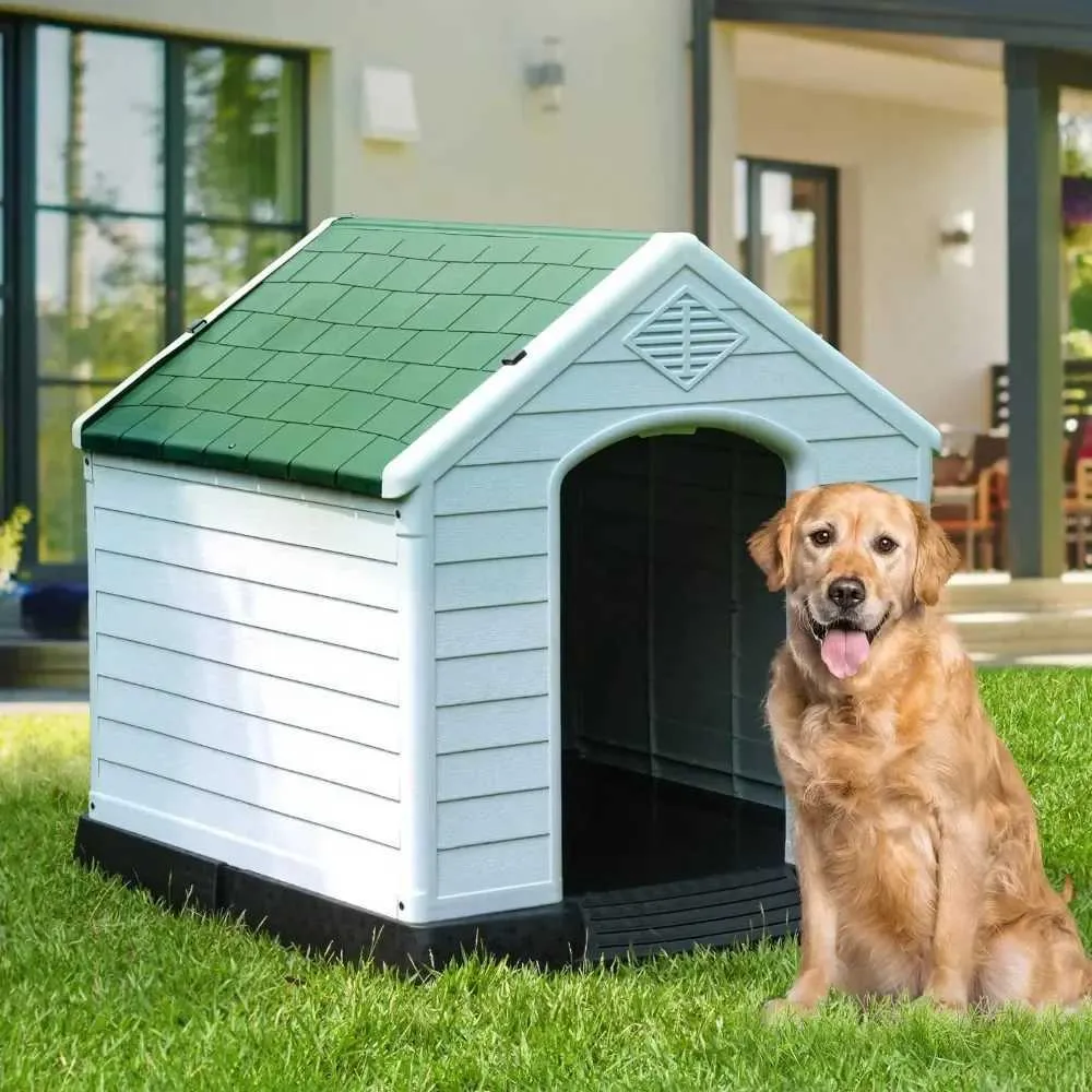 Couptes de chats caisses abritent une grande maison de chien en plastique extérieur et abri à chiens intérieurs étanche à assembler faciles à assembler et ventiler la maison de chien 240426