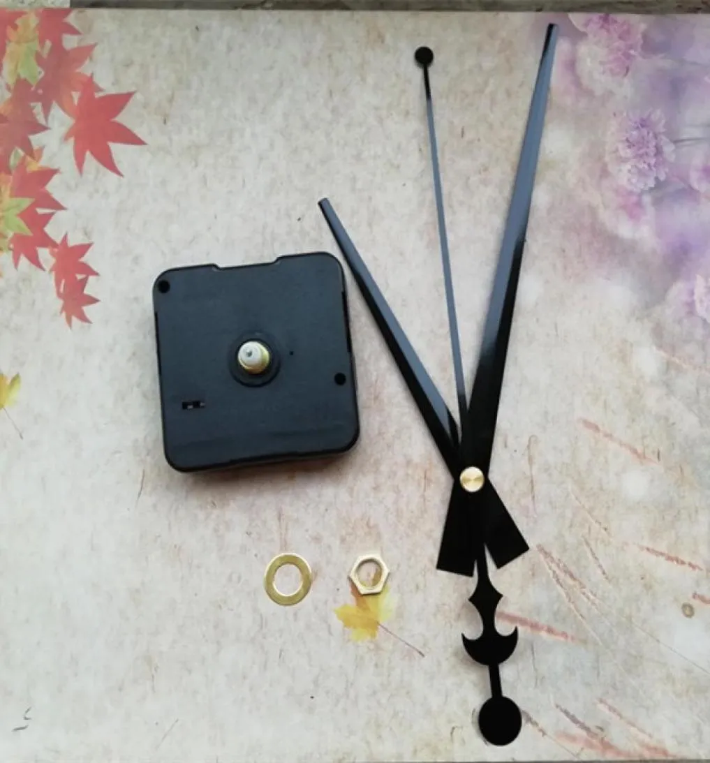 Hela 50st svep Silent Clock Movement Mechanism för DIY -reparationstillbehör med stor storlek Black Hands5192372