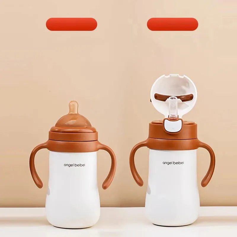 Gianxi Sippy Cup 320 мл из нержавеющей стали детские изделия детская чашка домашняя термос Кубка обучения на напиток Симпатичная бутылка с водой 240416