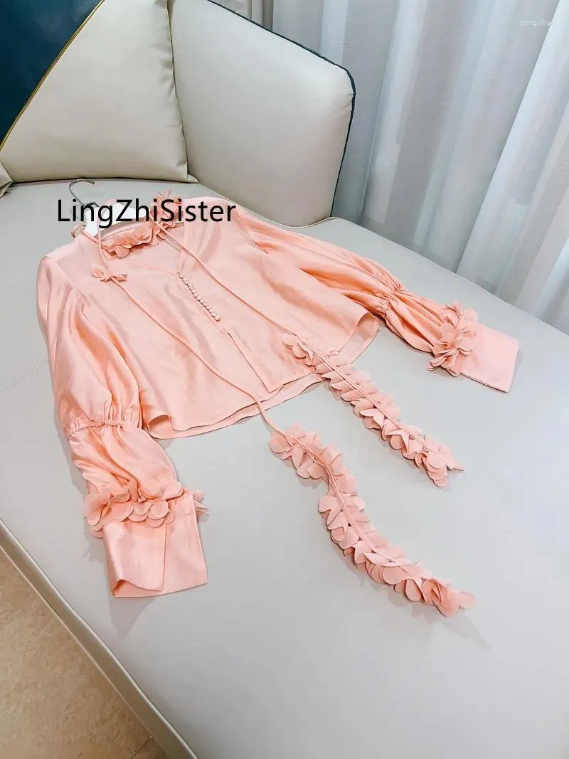 Blouses pour femmes Bonnes Pink Clouve French Designer Puff Sleeve Top Gentle Elegant Ladies Quality Female Shirts Arrive