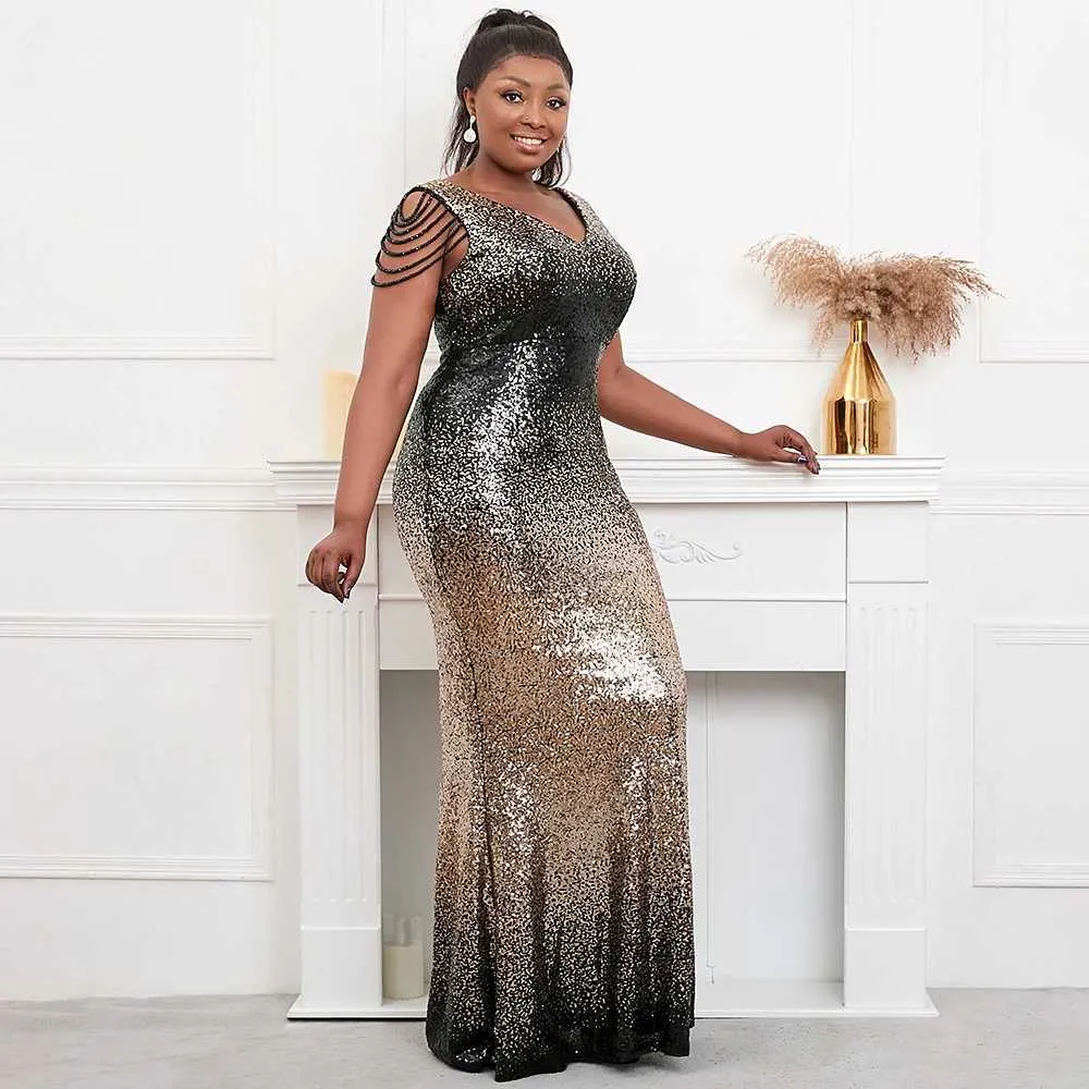 Plus Size Black Gold Sequin Beading Evening Dress Women V-Neck Floor-Length Trumpet Mermaid Maxi Dress from Dhgate Runway Dresses - price 24.68 Plus Size Black Gold Sequin Beading Evening Dress Women V-Neck Floor-Length Trumpet Mermaid Maxi Dress from Dhgate Runway Dresses - price 24.68