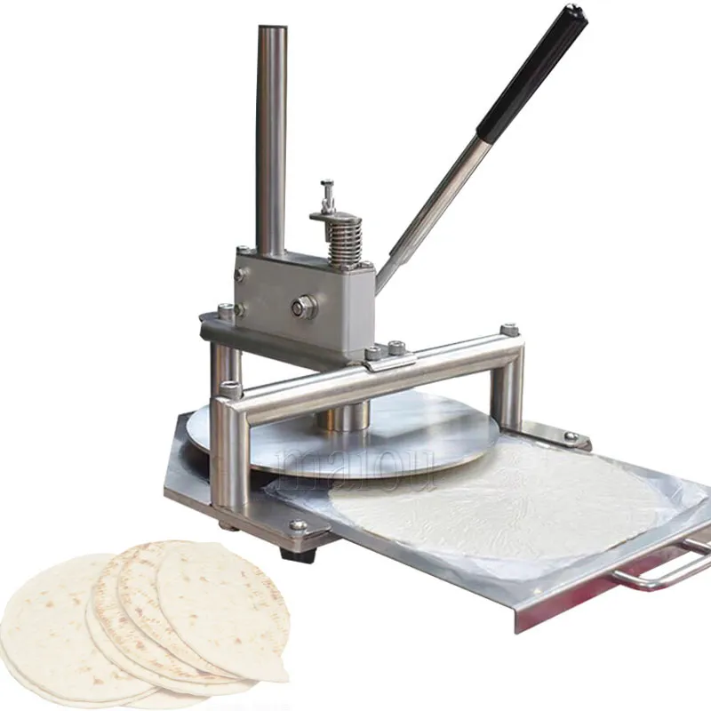 Máquina de prensagem de massa de pizza Round Pancake Mascha Máquina de pressione Máquina de massa manual de aço inoxidável