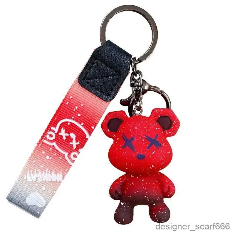 Keychains Lanyards Söt Bear Keychain Cartoon Doll Keyring för män bilnyckel grossist