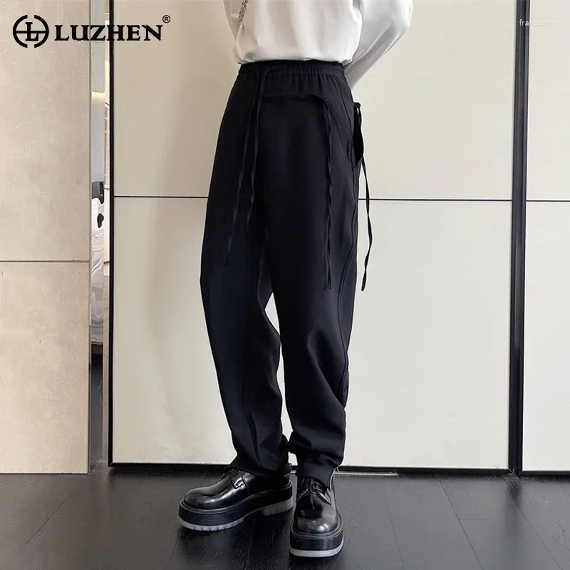 Pantalon masculin Luzhen Ribbon Korean épisser la menette de mode décontractée Design 2024 High Street Crayer Pantal
