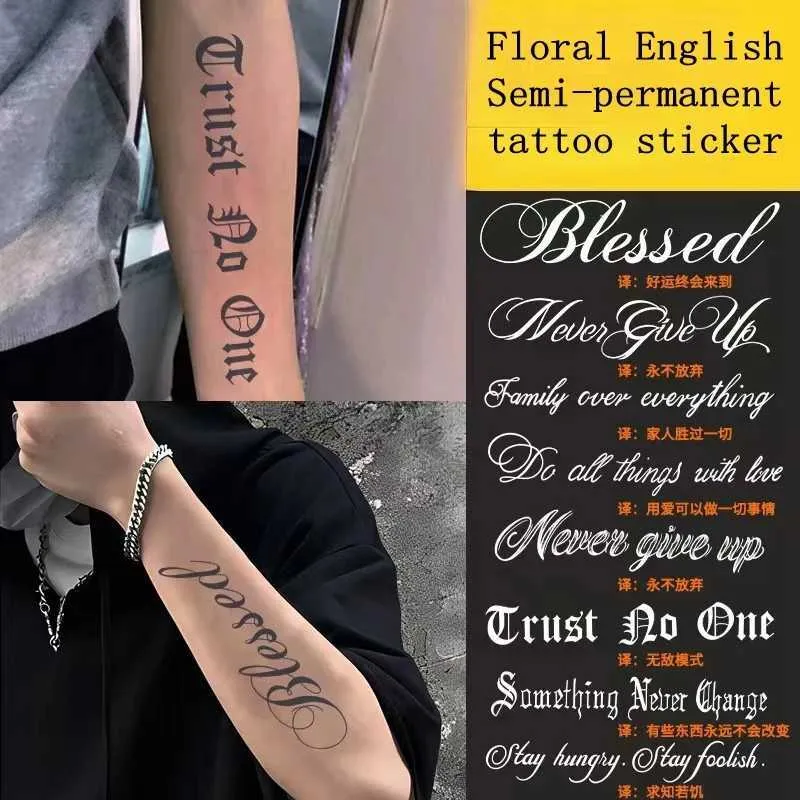 Tatuaż Tattoo 3PC/sset Floral English półtrwałe tatuaż naklejki