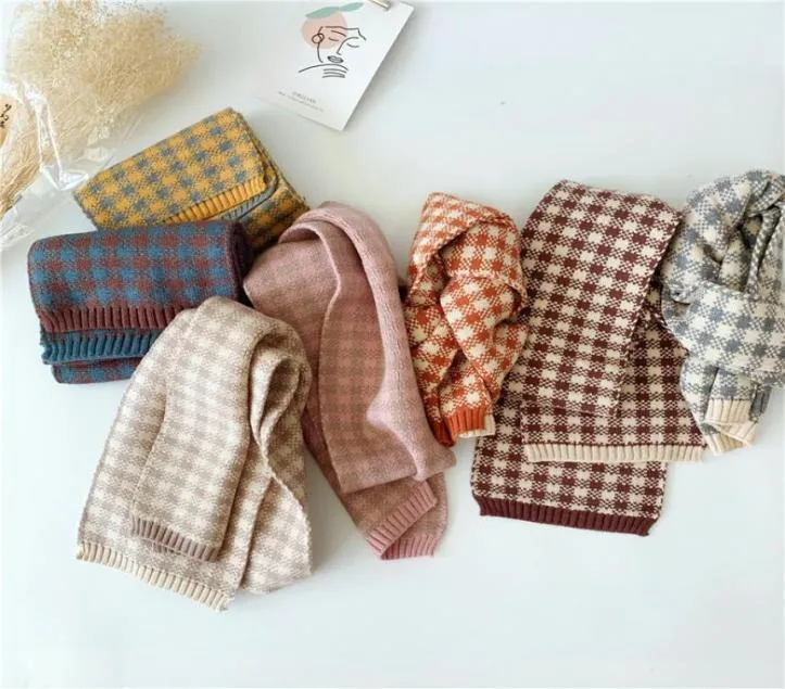 Fashion Kids Designer Plaid Schal Kinder Farbe Matching Check Strickschal