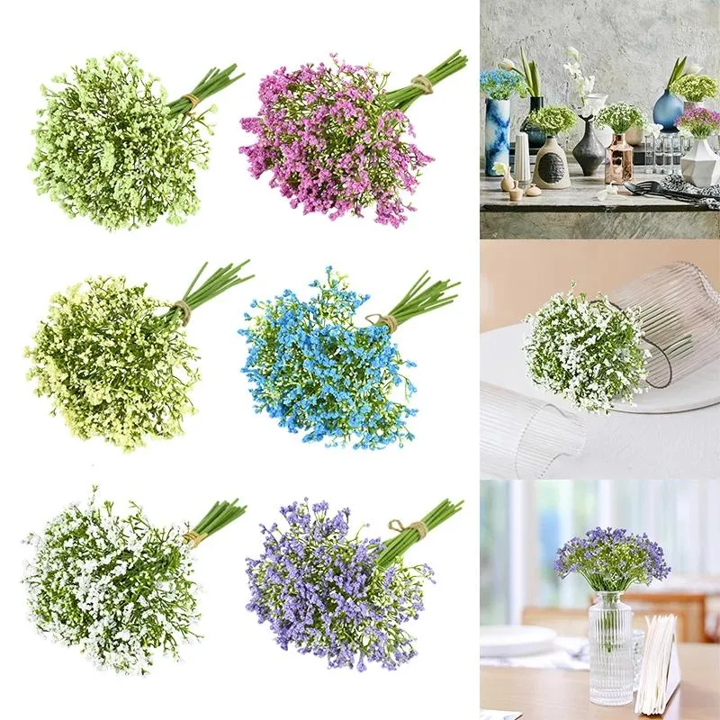 Fleurs décoratives 12pcs 32 cm Gypsophile artificiel Baby Breath Flower Wedding Bride Bouquets floraux Décoration du vase domestique