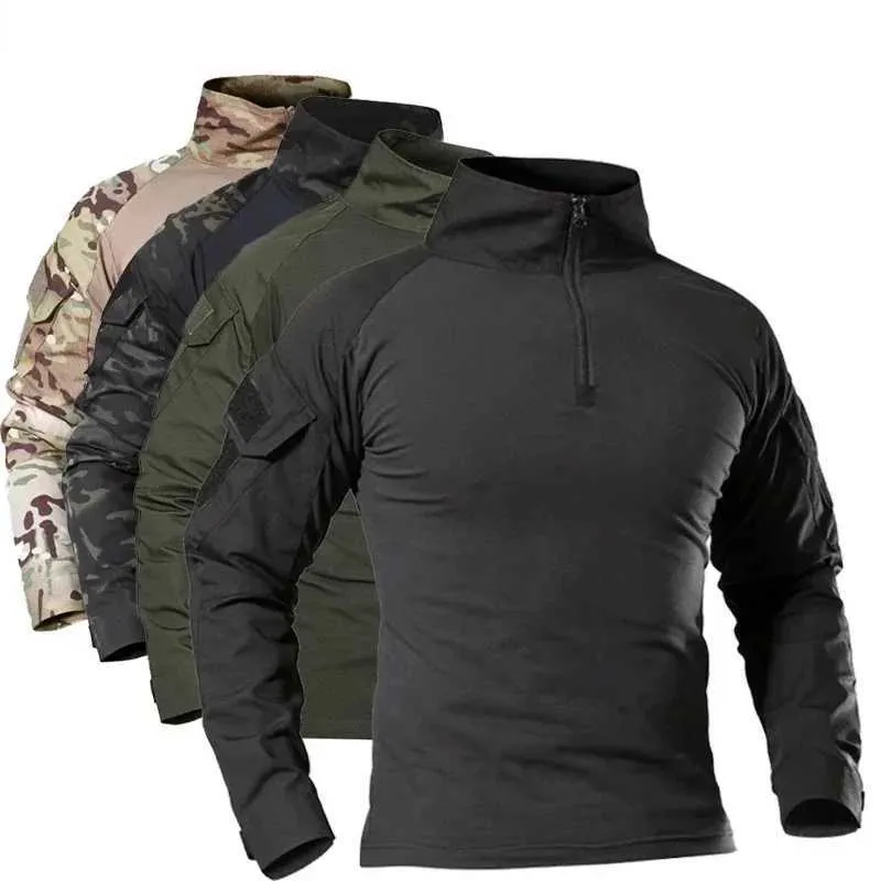 Tactische T-shirts Mens Outdoor Tactical Wanding T-shirtjacht Camouflage Lange mouwen jacht klimmende shirt Heren Ademend sportkleding 240426