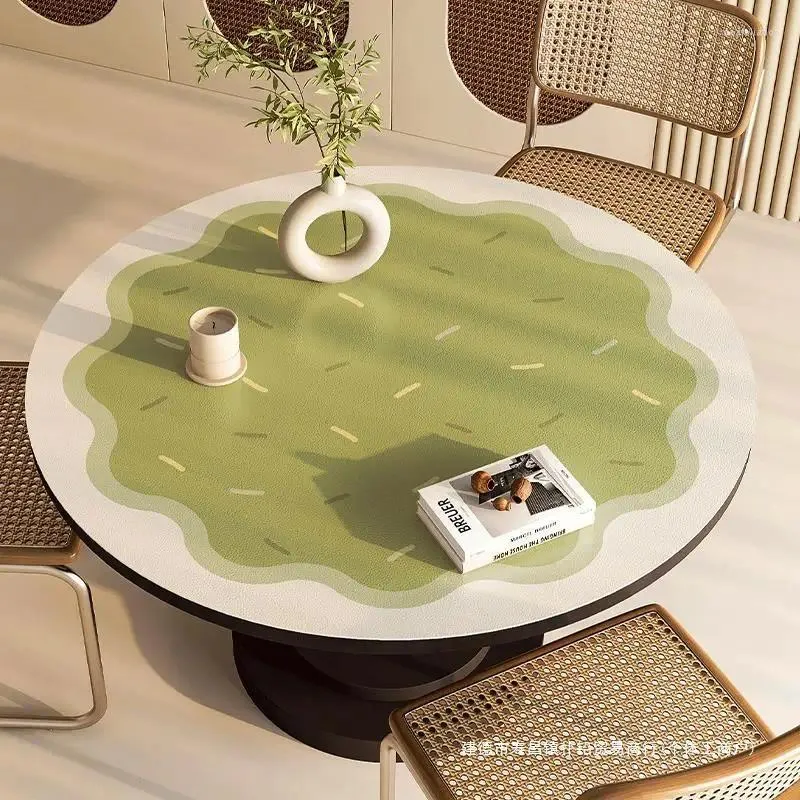 Tavolo tavolo tappeto rotondo impermeabile a prova di olio lavabile in pelle piccola tovaglia da tè anti-ferro da tè 70HEMCSTX01