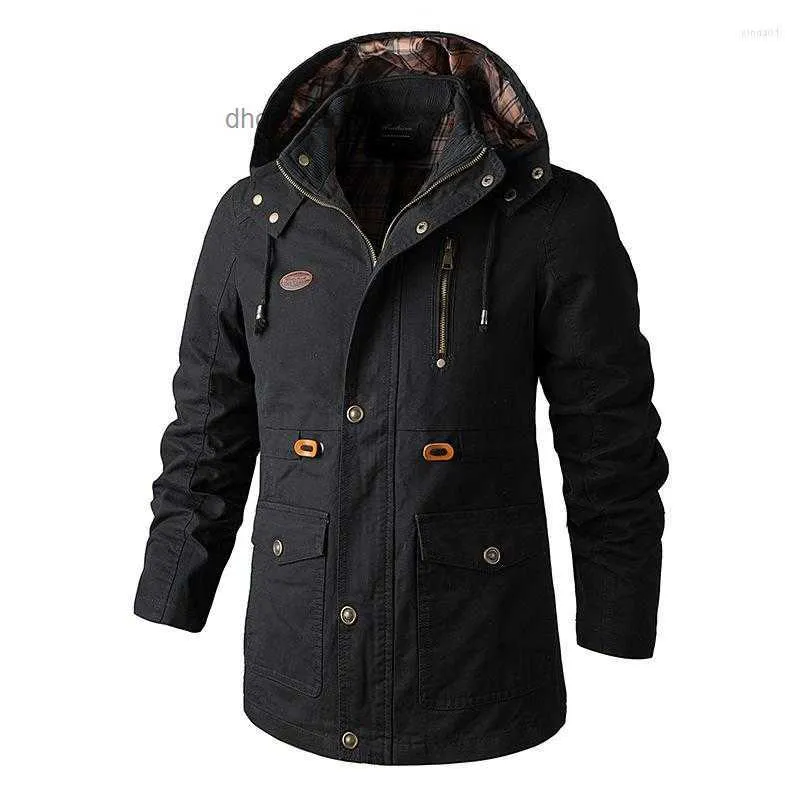 Giacche da uomo giù per la camicia inverno di cotone lavata uomini casual con cappuccio parka cappa artoriale militare