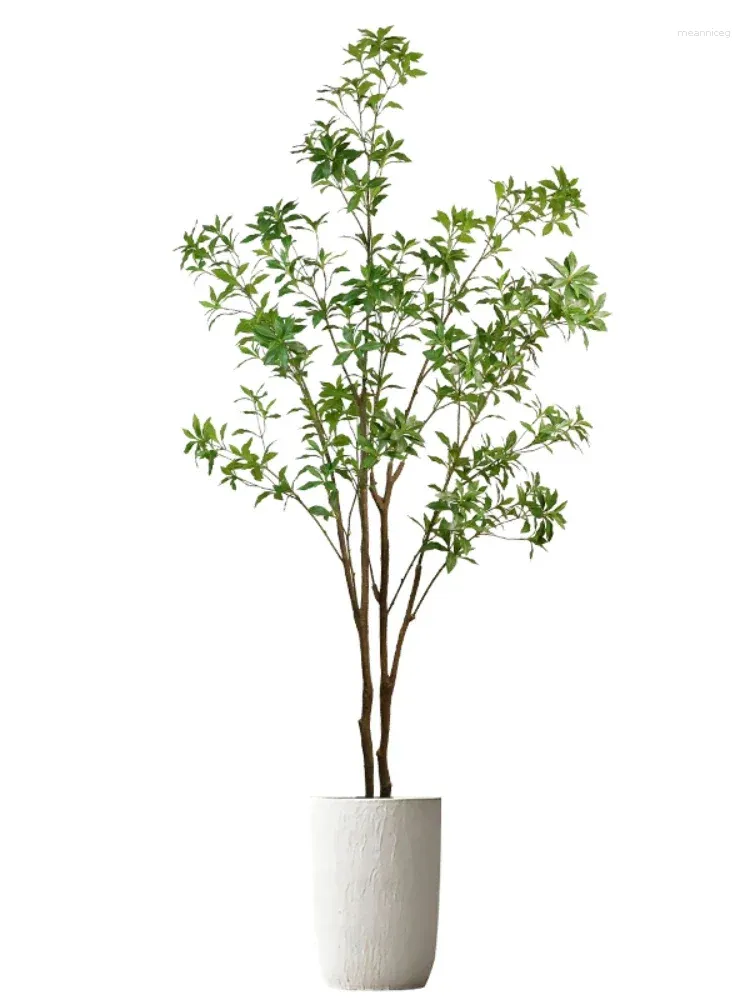 Flores decorativas planta artificial árboles falsos de madera borracha de madera de madera de interior decoración de sala de estar de estilo nórdico adornos bonsai adornos