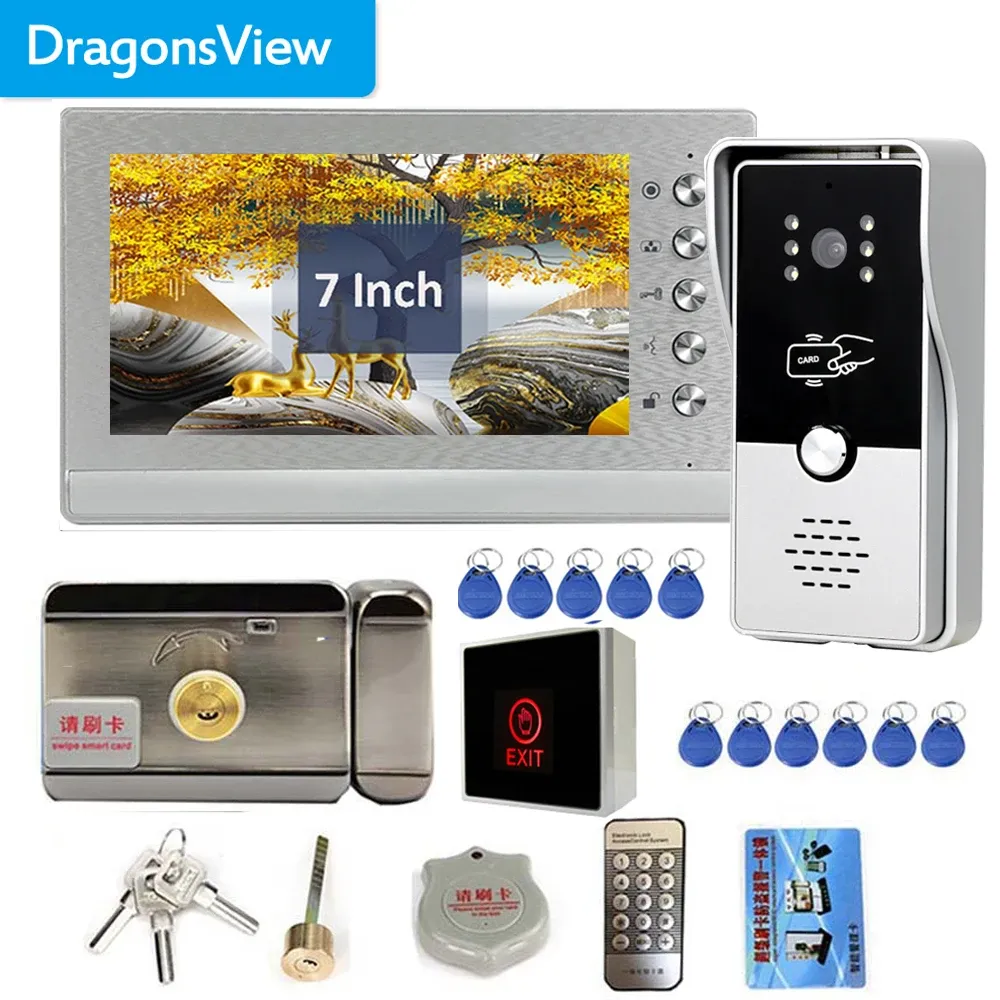 Doorbells Dragonsview 7 Inch Video Intercom System RFID Door Phone Doorbell with Camera Electronic lock Unlock Talk Door Access Control