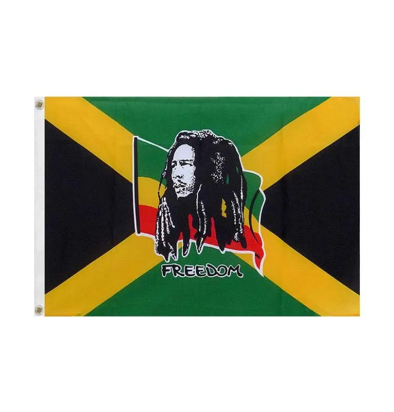 Jamaica Freedom Flag 3x5ft 150x90cm afdrukken 100D Polyester Decoratie vlag met messing doorvoertule gratis verzending7590189