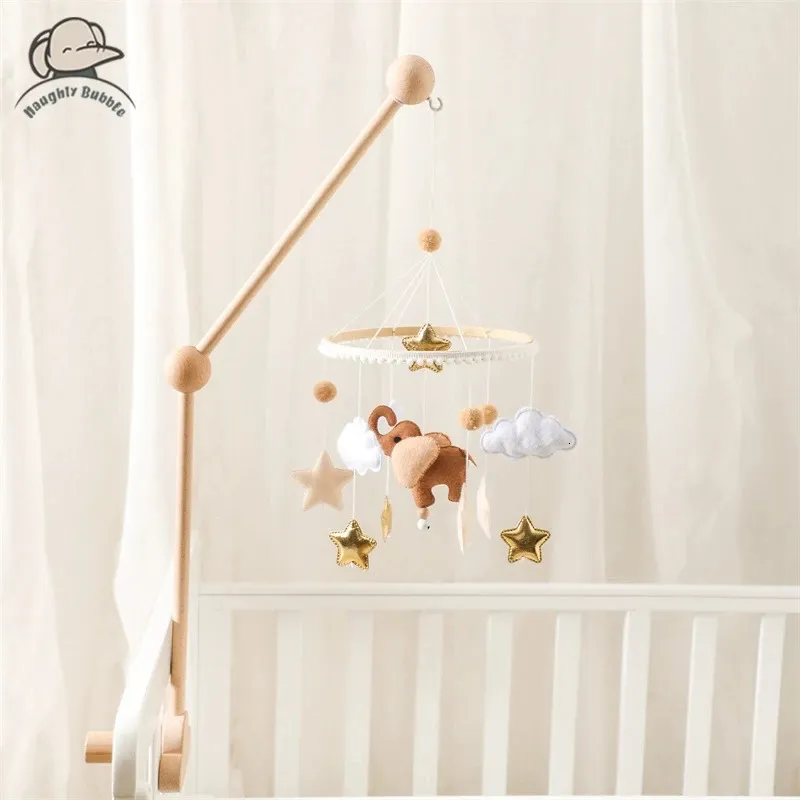 Baby Rattle Toy 012 mesi Felt Wooden Mobile Born Music Box Bed Bed Cell Hanging Toys Holder Crib per bambini 240426