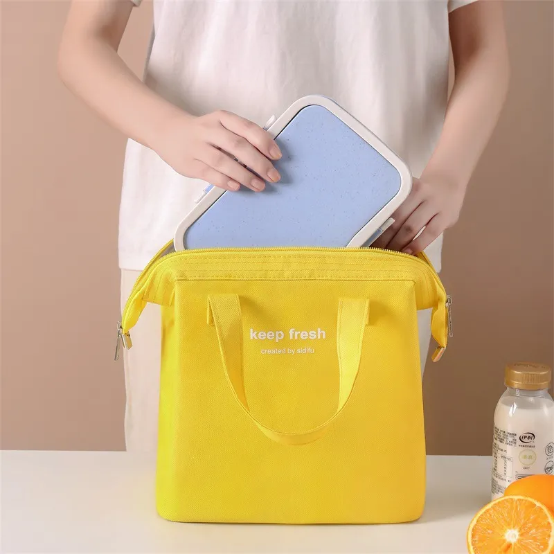 Steel Frame Lunch Bag Large Capacity Ice Bag Thickened Thermal Insulation Bag Work Portable Lunch Box Bag Oxford Cloth Lunch Bag